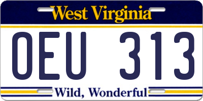 WV license plate OEU313
