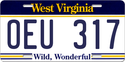 WV license plate OEU317