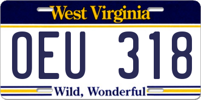WV license plate OEU318