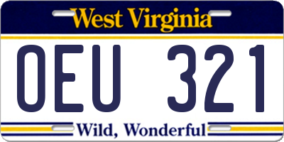 WV license plate OEU321