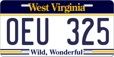 WV license plate OEU325