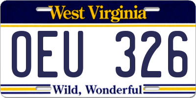 WV license plate OEU326
