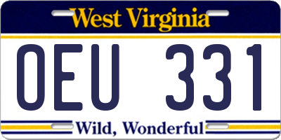 WV license plate OEU331