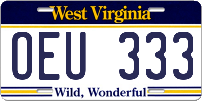 WV license plate OEU333