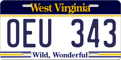 WV license plate OEU343