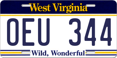 WV license plate OEU344