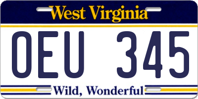 WV license plate OEU345