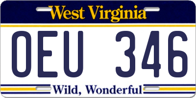 WV license plate OEU346