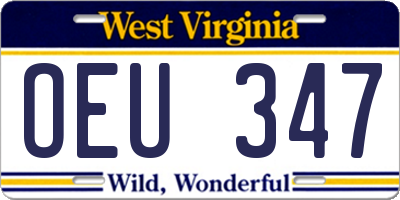 WV license plate OEU347