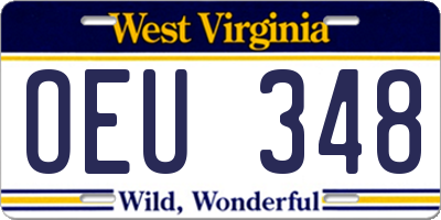 WV license plate OEU348