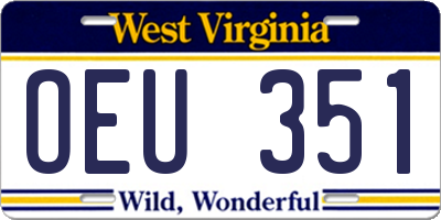 WV license plate OEU351