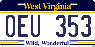WV license plate OEU353