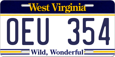 WV license plate OEU354