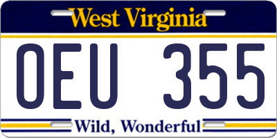WV license plate OEU355
