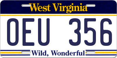 WV license plate OEU356