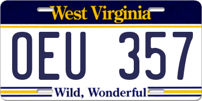 WV license plate OEU357