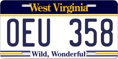 WV license plate OEU358