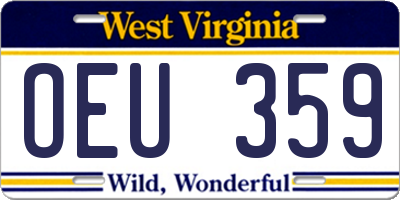 WV license plate OEU359