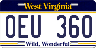 WV license plate OEU360