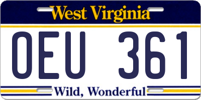 WV license plate OEU361