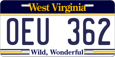 WV license plate OEU362