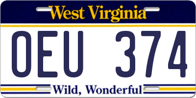 WV license plate OEU374