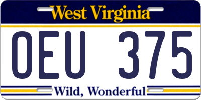WV license plate OEU375