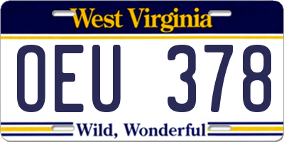 WV license plate OEU378