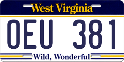 WV license plate OEU381