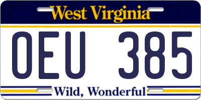 WV license plate OEU385