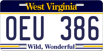 WV license plate OEU386