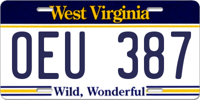 WV license plate OEU387