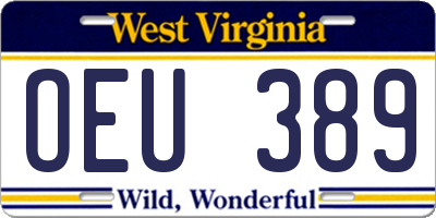 WV license plate OEU389