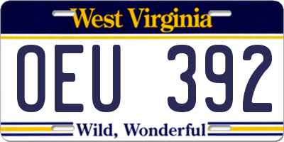 WV license plate OEU392