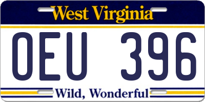 WV license plate OEU396