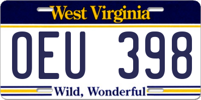 WV license plate OEU398