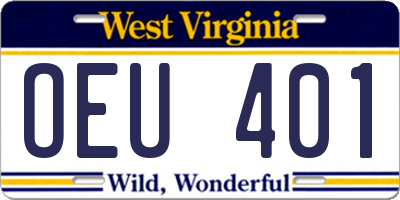 WV license plate OEU401