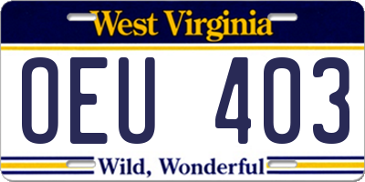 WV license plate OEU403