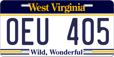 WV license plate OEU405