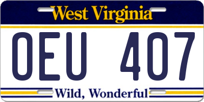 WV license plate OEU407