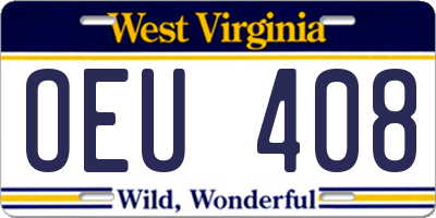 WV license plate OEU408