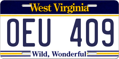 WV license plate OEU409