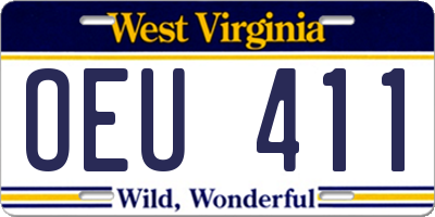 WV license plate OEU411