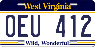 WV license plate OEU412