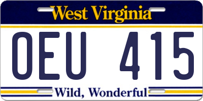 WV license plate OEU415