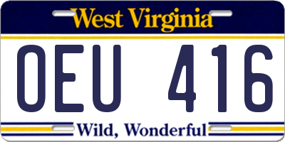 WV license plate OEU416