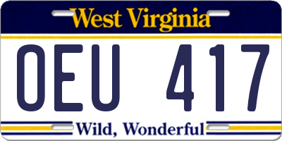 WV license plate OEU417