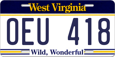 WV license plate OEU418