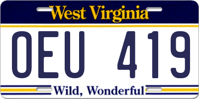 WV license plate OEU419