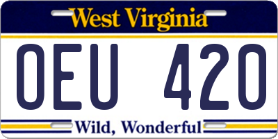 WV license plate OEU420